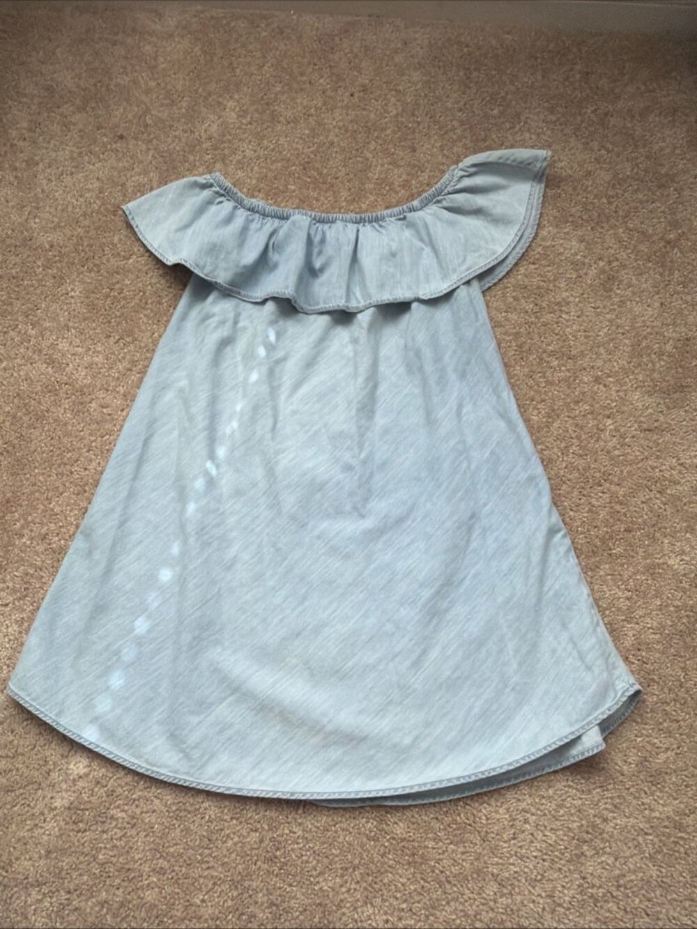 Express Women's Blue Chambray Denim Off Shoulder Mini Dress Size XS